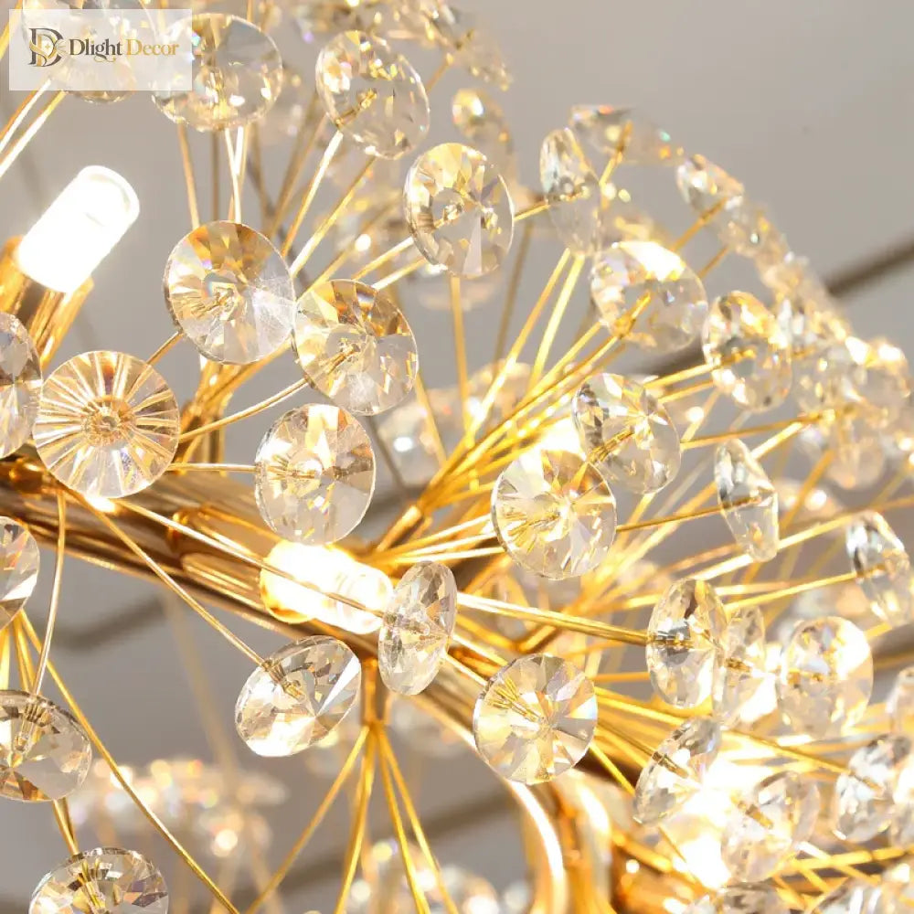 Elegant Modern Gold K9 Crystal Hanging Chandelier - A Luxury Led Fixture For Living And Dining