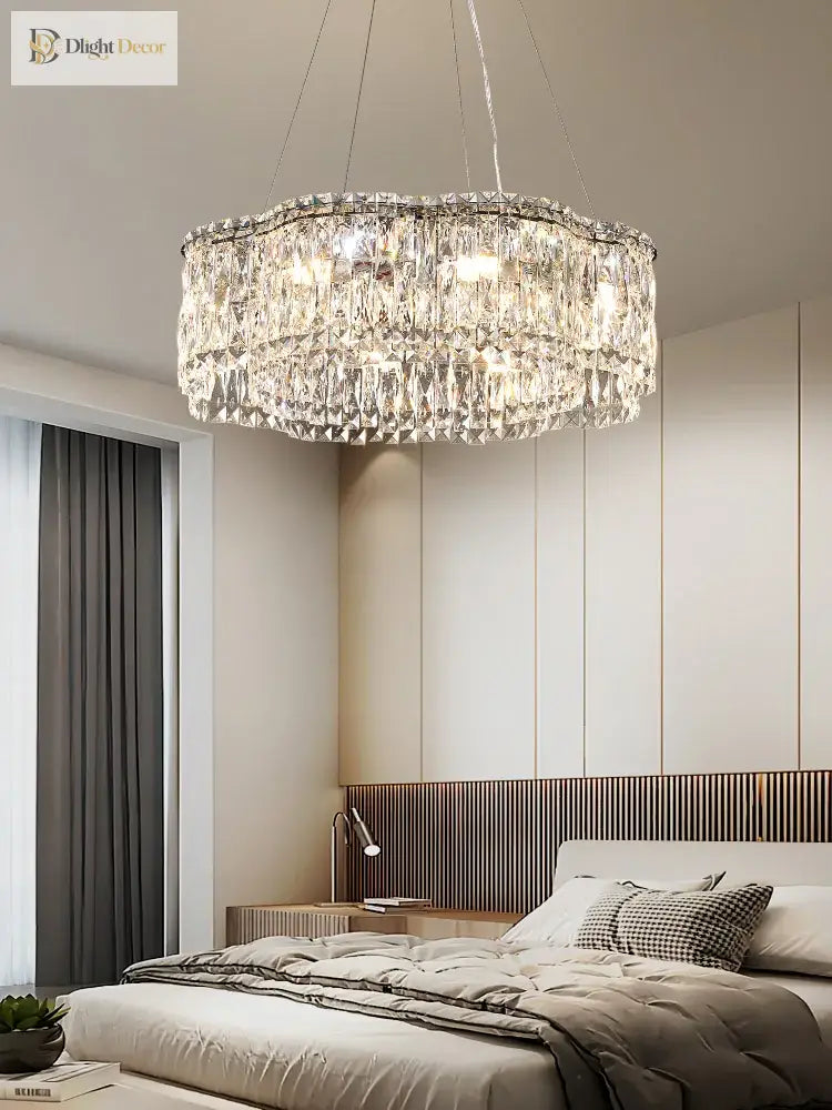 Elegant Chrome Stainless Steel K9 Crystal Chandelier - A Modern Luxury Lighting Fixture For Living