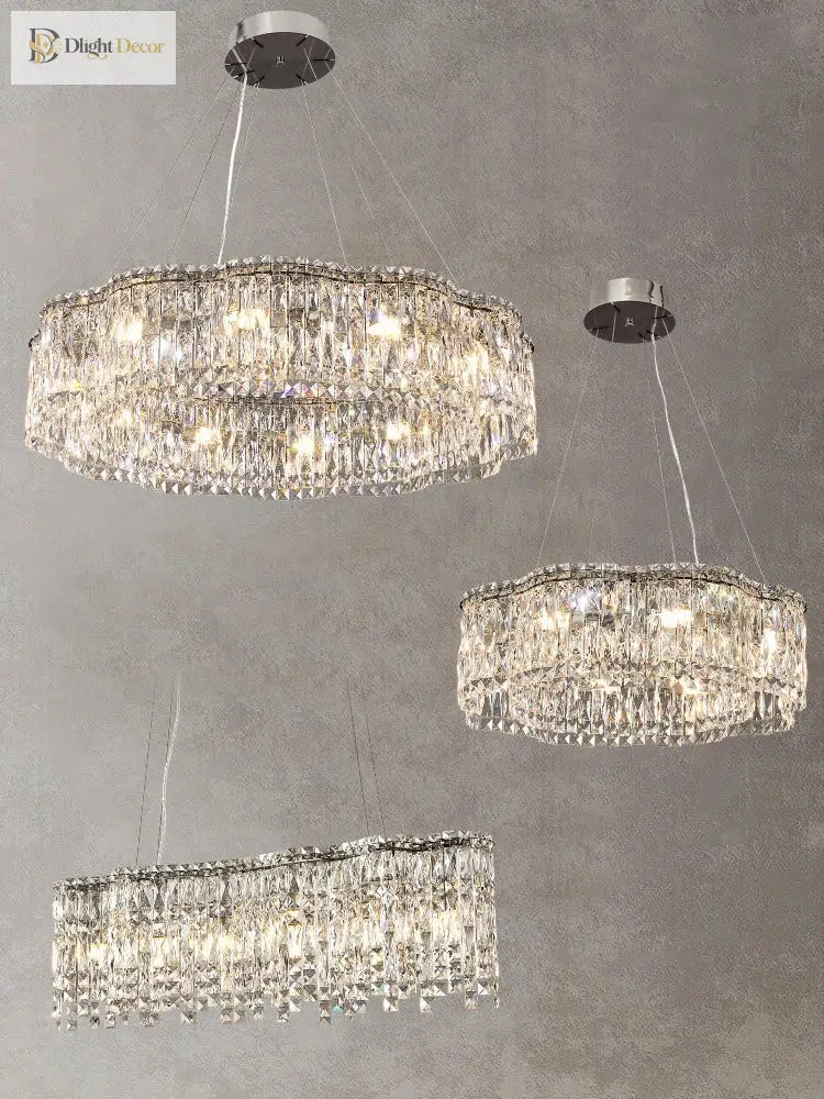 Elegant Chrome Stainless Steel K9 Crystal Chandelier - A Modern Luxury Lighting Fixture For Living