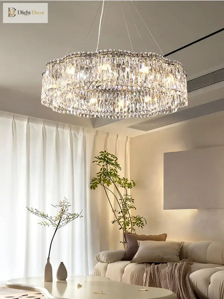 Elegant Chrome Stainless Steel K9 Crystal Chandelier - A Modern Luxury Lighting Fixture For Living