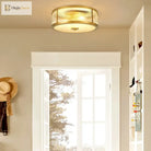Elegant American Seiko Pure Copper Ceiling Light - Modern Minimalist Led Round Lamp For Bedrooms
