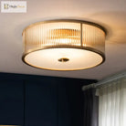 Elegant American Seiko Pure Copper Ceiling Light - Modern Minimalist Led Round Lamp For Bedrooms