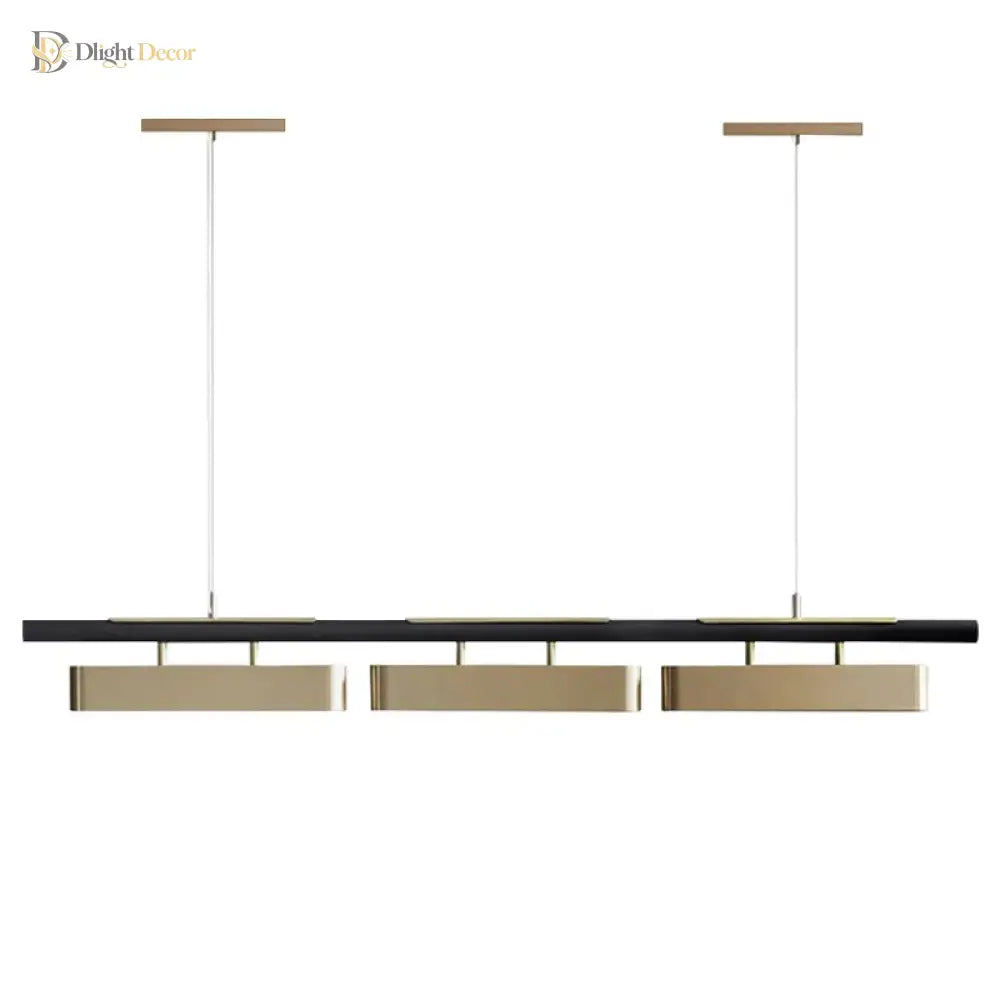 Elegant Black And Gold Led Chandelier - Contemporary Lighting For Dining Kitchen Rooms Pendant