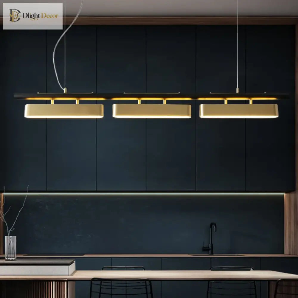 Elegant Black And Gold Led Chandelier - Contemporary Lighting For Dining Kitchen Rooms Pendant