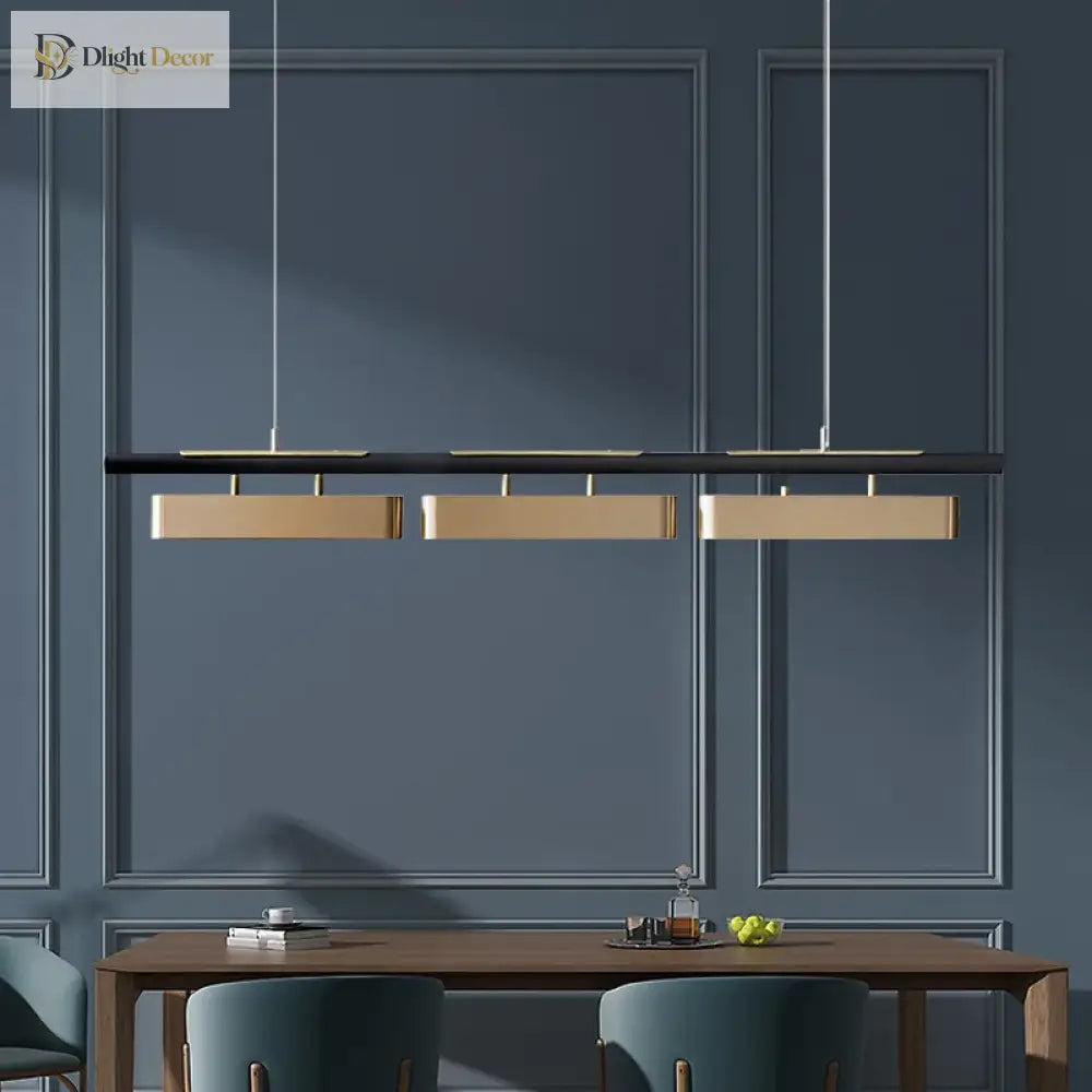 Elegant Black And Gold Led Chandelier - Contemporary Lighting For Dining Kitchen Rooms Pendant