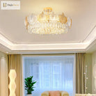 Elegant Crystal Ceiling Chandelier With Led Lighting - Luxury Home Decoration For Living Rooms