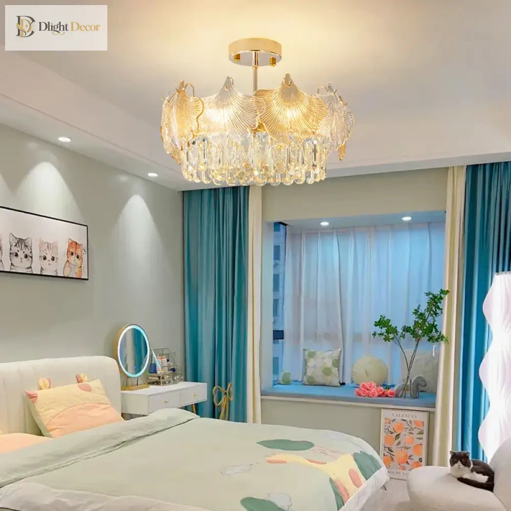 Elegant Crystal Ceiling Chandelier With Led Lighting - Luxury Home Decoration For Living Rooms