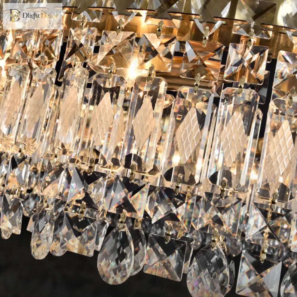 Elegant Led E14 Postmodern Gold Chandelier - A Ring Tassel Crystal Fixture For Dining Rooms Adding