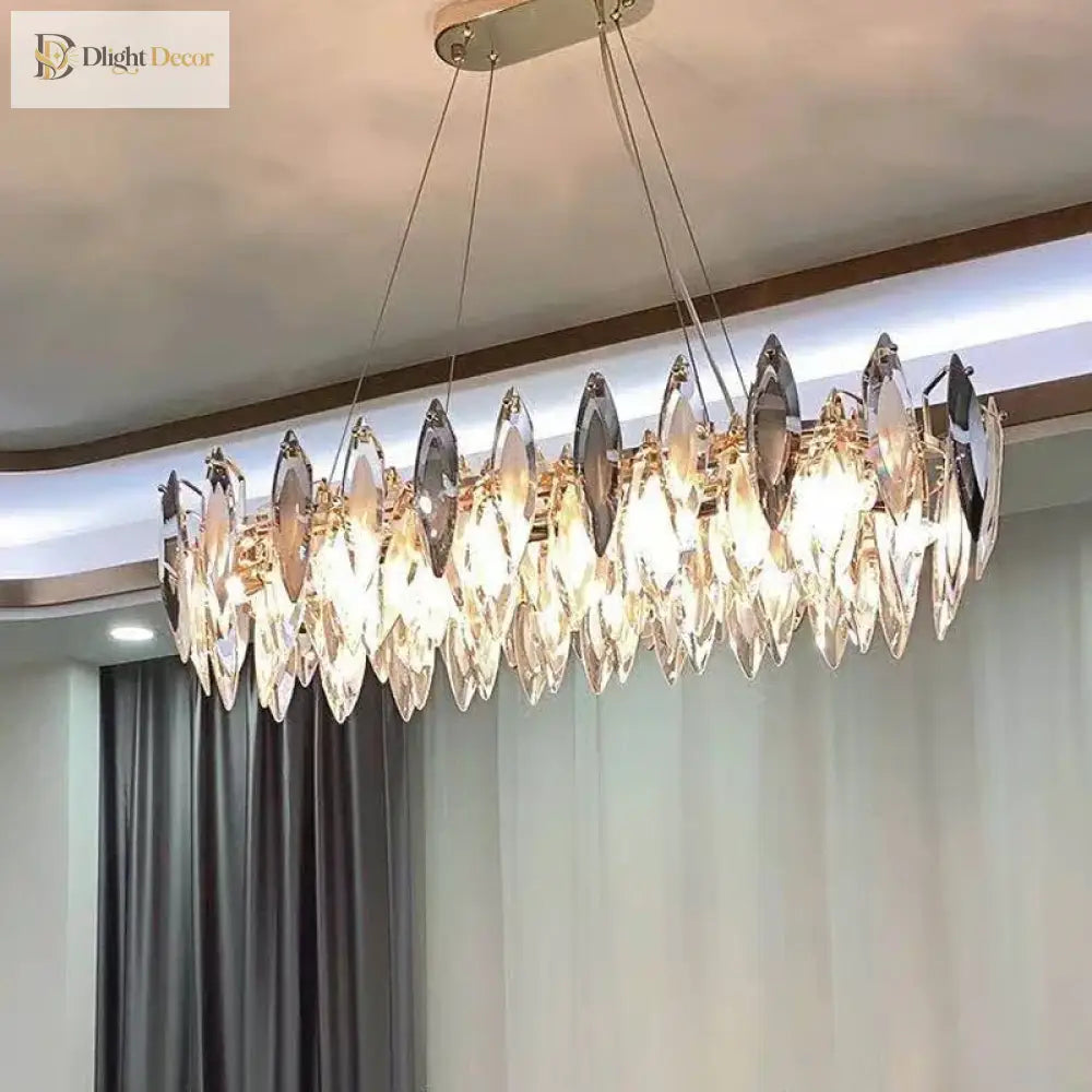 Elegant Round Gold Led Crystal Chandelier - A Modern Luxury Lighting Fixture For Dining Rooms
