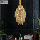 Elegant Brushed Gold Led Crystal Chandelier - A Luxury Addition To Your Modern Loft Home Decor