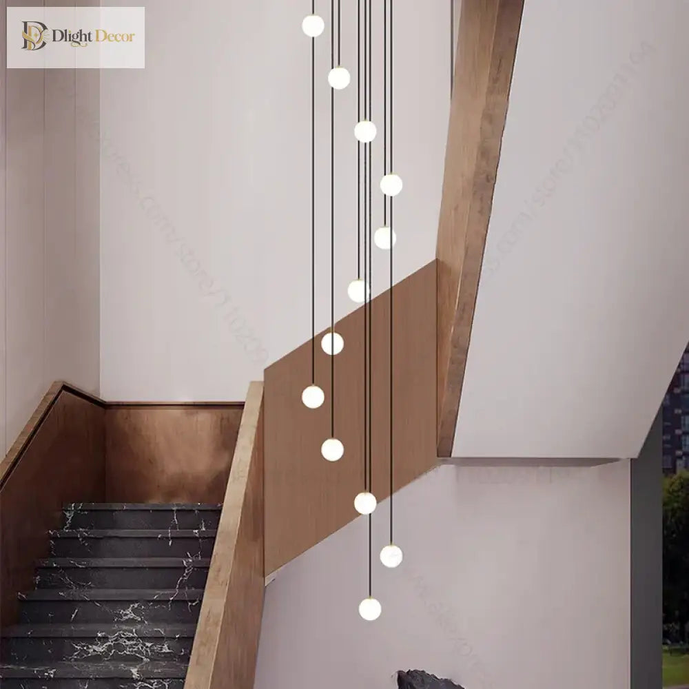 Elegant Led Staircase Chandelier - Illuminate Your Duplex Apartment With Modern Luxury Pendant
