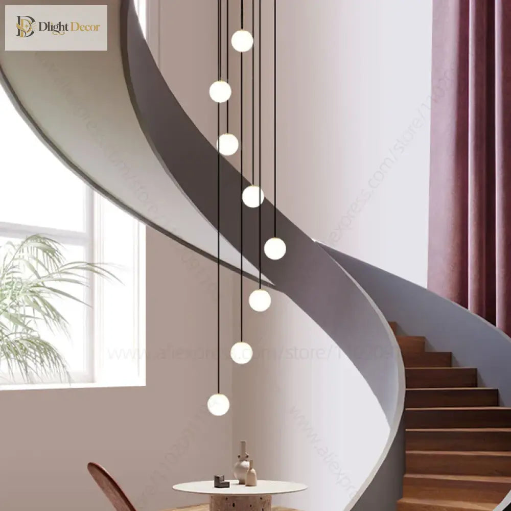 Elegant Led Staircase Chandelier - Illuminate Your Duplex Apartment With Modern Luxury Pendant