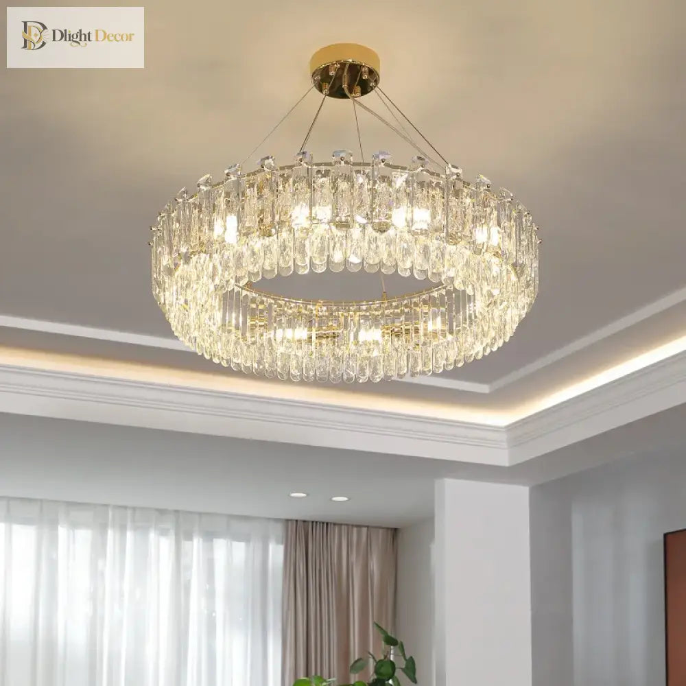 Elegant Led Transparent Crystal Chandelier - A Modern Light Luxury Fixture For Living Room Decor