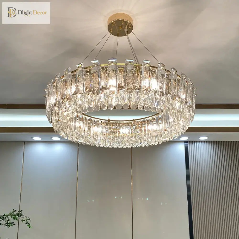 Elegant Led Transparent Crystal Chandelier - A Modern Light Luxury Fixture For Living Room Decor