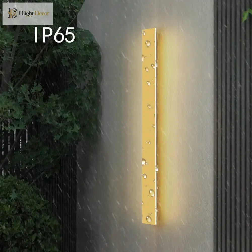 Elegant Golden Led Long Wall Light - Modern Outdoor Lighting For Country Villas Courtyards And