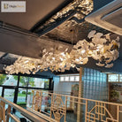 Elegant Nordic Apricot Leaf Chandelier - Wrought Iron Petals Indoor Led Lighting For Living Dining