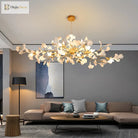 Elegant Nordic Apricot Leaf Chandelier - Wrought Iron Petals Indoor Led Lighting For Living Dining