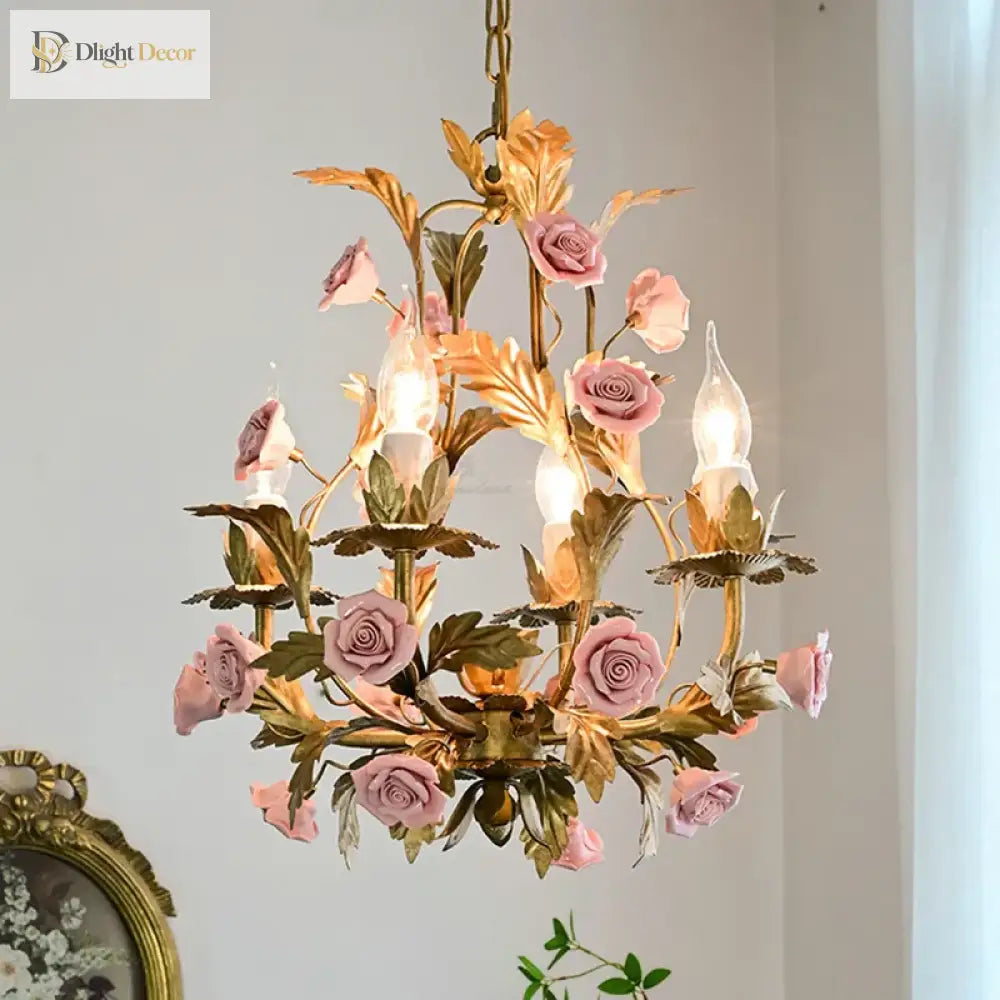 Elegant Nordic Rose Copper Chandelier - Led Illumination For Luxury Living Chandelier