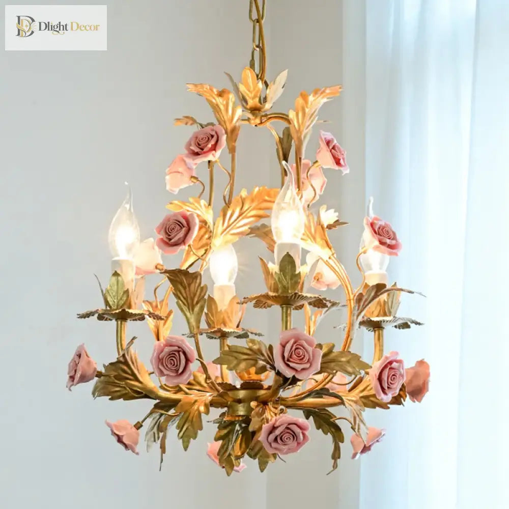 Elegant Nordic Rose Copper Chandelier - Led Illumination For Luxury Living Chandelier