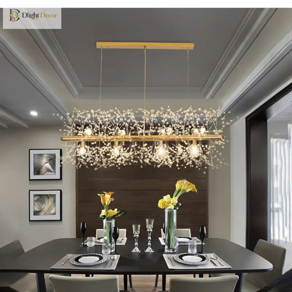 Elegant Crystal Led Chandelier - Nordic Gold And Silver Dandelion Design Perfect For Living Rooms