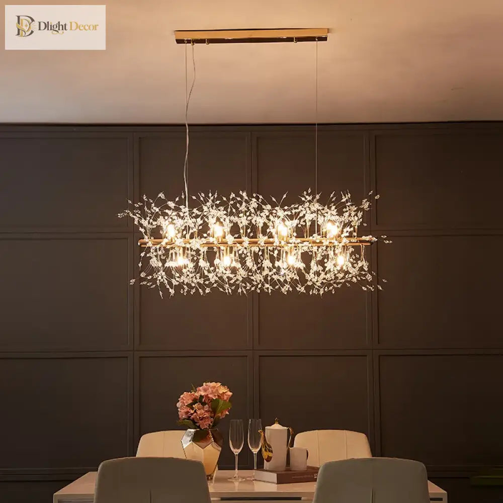Elegant Crystal Led Chandelier - Nordic Gold And Silver Dandelion Design Perfect For Living Rooms
