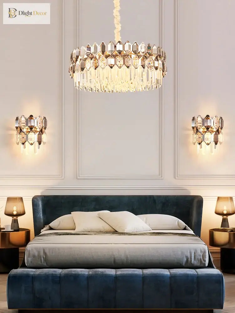 Elegant Crystal Chandelier With A Touch Of Light Luxury - Post - Modern Golden Beauty For Living
