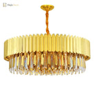 Elegant Post - Modern Crystal Chandelier - Stainless Steel Golden Round Lighting For Living Rooms
