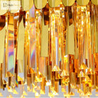 Elegant Post - Modern Crystal Chandelier - Stainless Steel Golden Round Lighting For Living Rooms