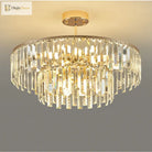 Elegant Modern Crystal Gold Chandelier - Round Smoked Gray Design Perfect For Luxury Living Rooms