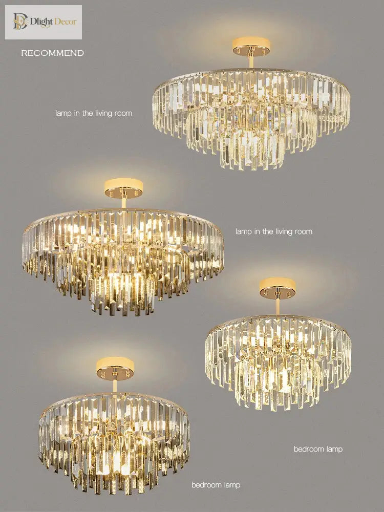 Elegant Modern Crystal Gold Chandelier - Round Smoked Gray Design Perfect For Luxury Living Rooms