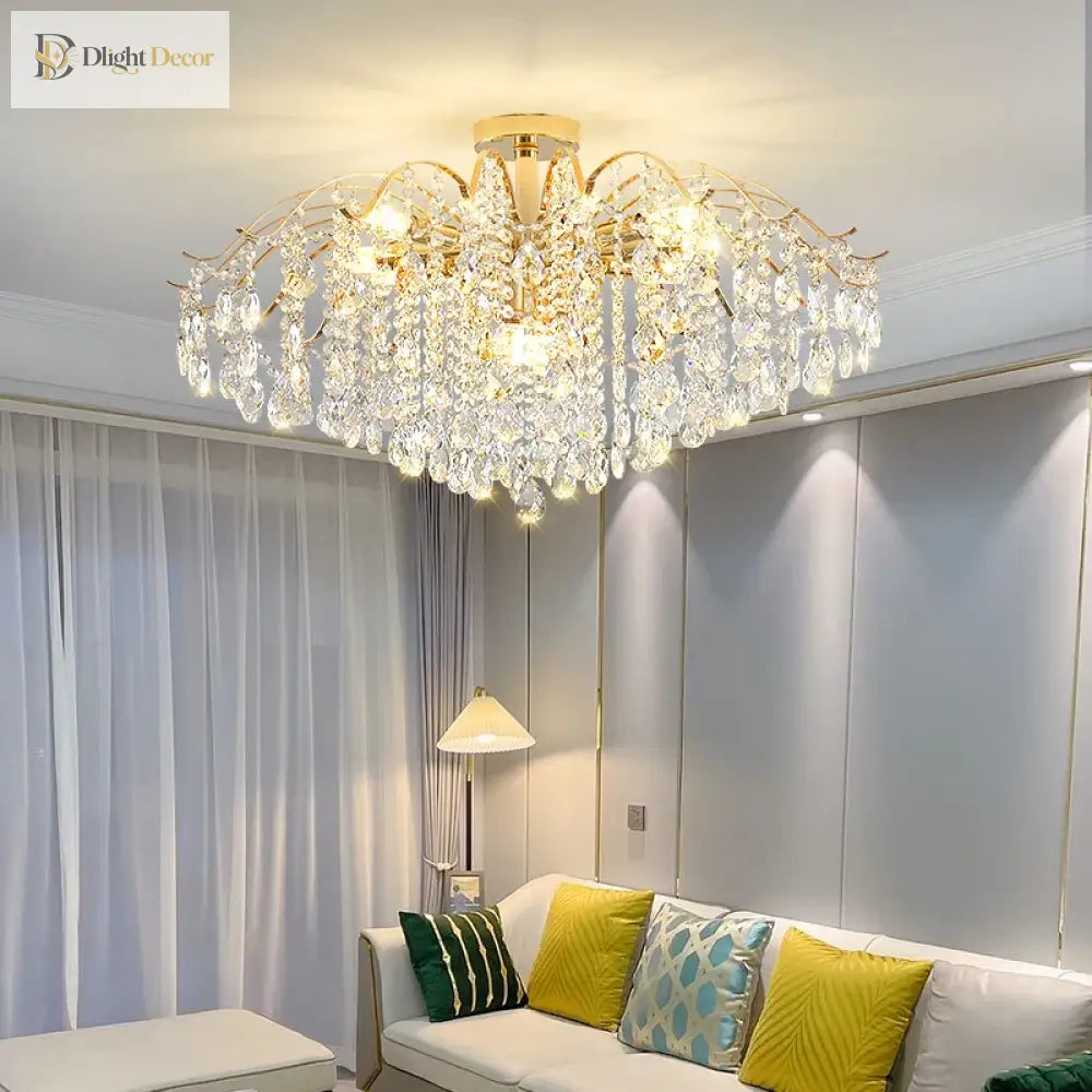 Elegant French Light Luxury Crystal Chandelier - Ideal For Atmosphere In Living And Dining Rooms