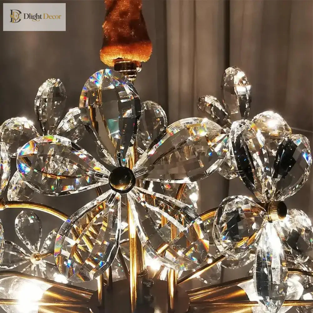 Elegant Crystal Flower Chandelier - New Style Dream With French Pastoral And American Retro Flair