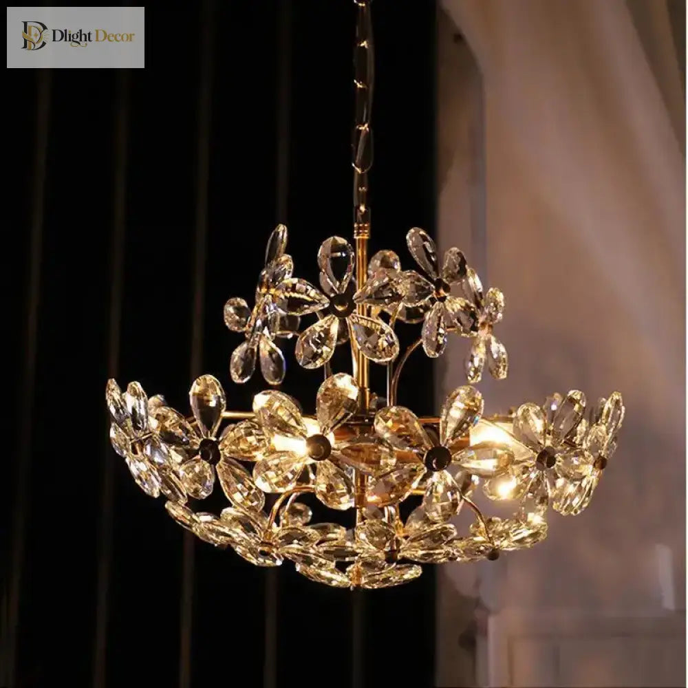 Elegant Crystal Flower Chandelier - New Style Dream With French Pastoral And American Retro Flair
