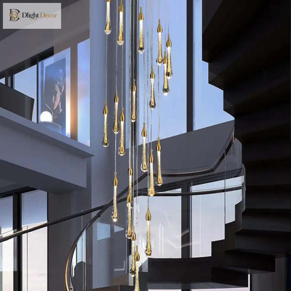 Elegant Postmodern Spiral Staircase Chandelier - A Creative Lighting Fixture For Bedrooms Dining