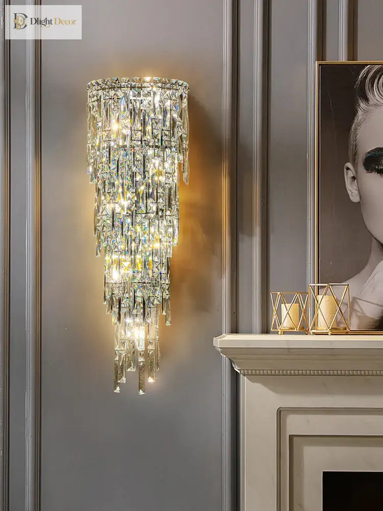 Elena’s Multi - Layer Crystal Pendant Wall Lamp - High - Quality Elegance For Your Living Spaces