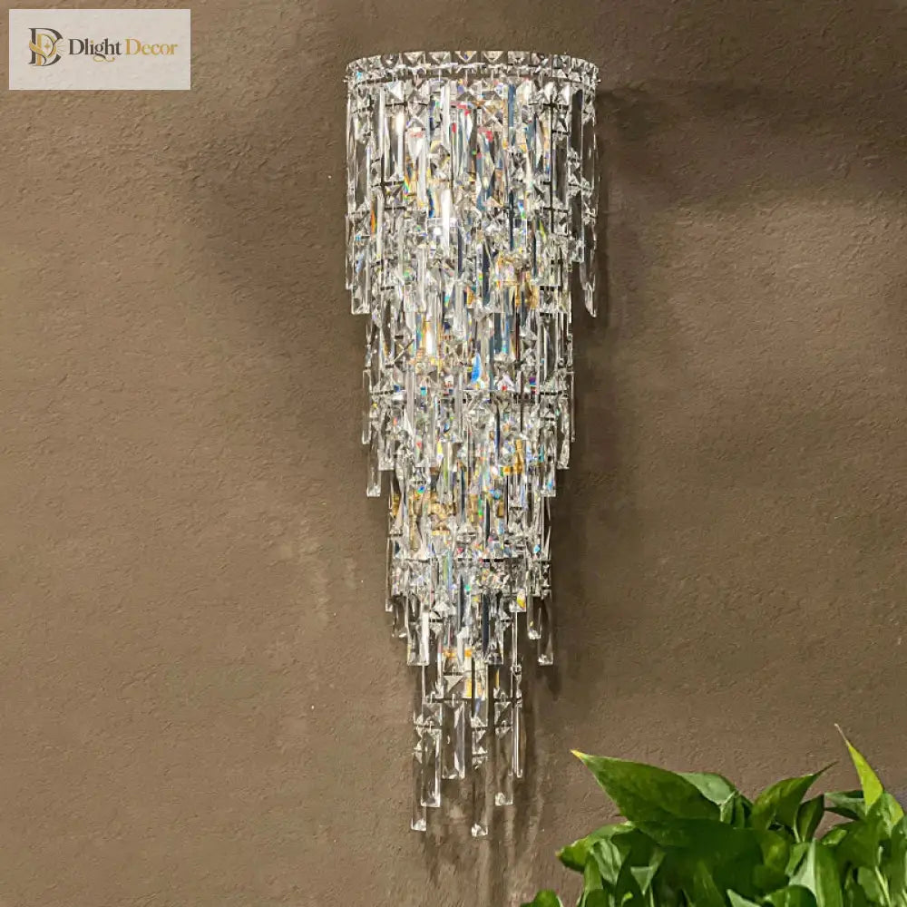 Elena’s Multi - Layer Crystal Pendant Wall Lamp - High - Quality Elegance For Your Living Spaces