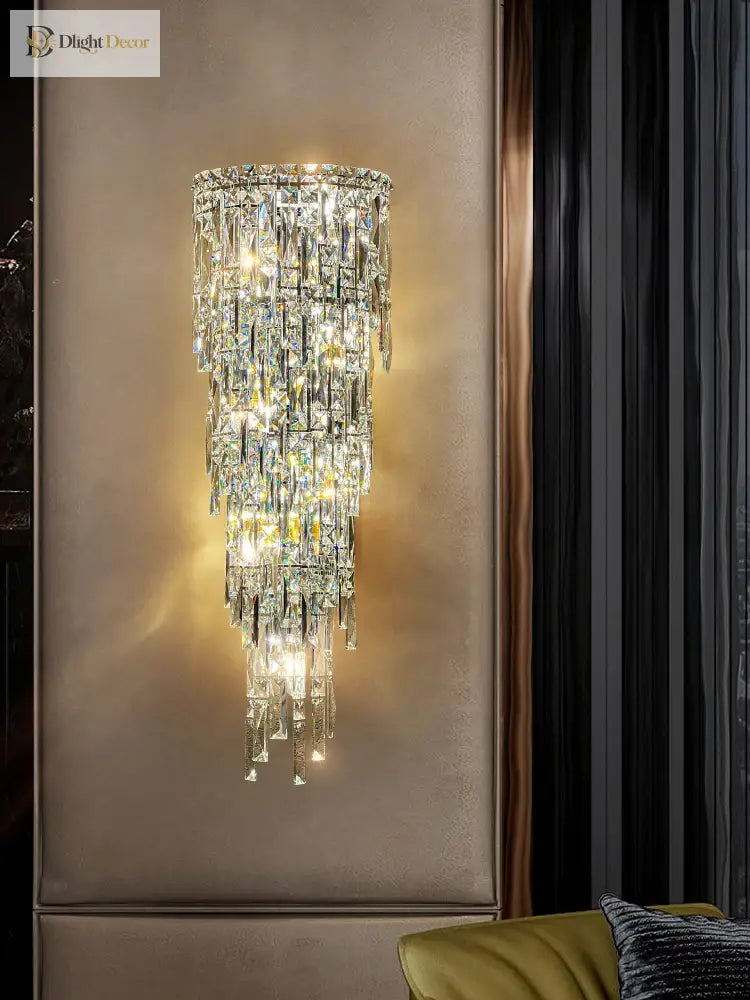 Elena’s Multi - Layer Crystal Pendant Wall Lamp - High - Quality Elegance For Your Living Spaces