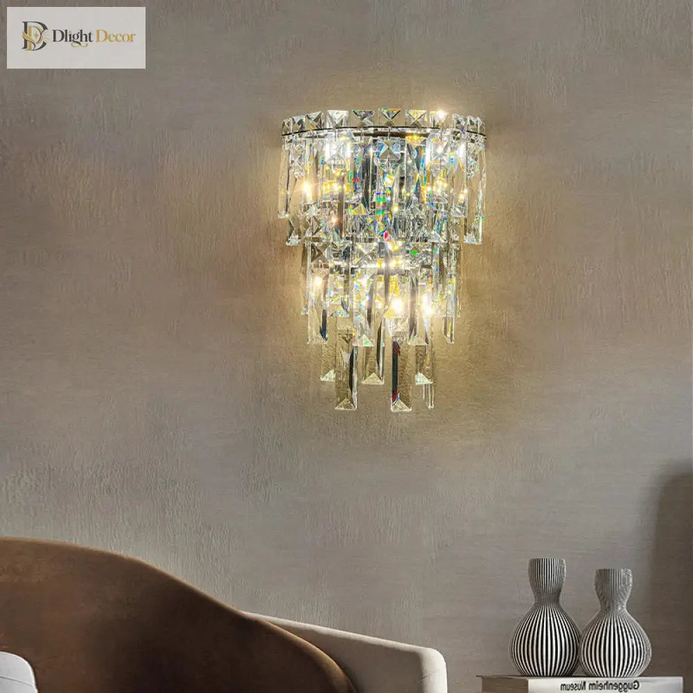 Elena’s Multi - Layer Crystal Pendant Wall Lamp - High - Quality Elegance For Your Living Spaces