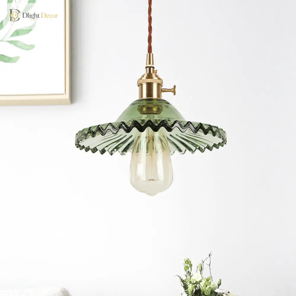 Eliana Scalloped Pendant: Vintage Charm With Green Hue (Multiple Color Options)