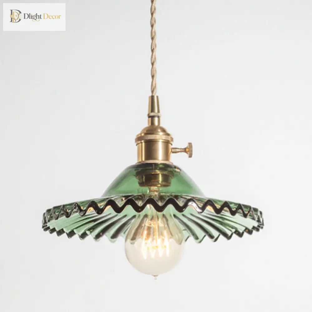 Eliana Scalloped Pendant: Vintage Charm With Green Hue (Multiple Color Options)