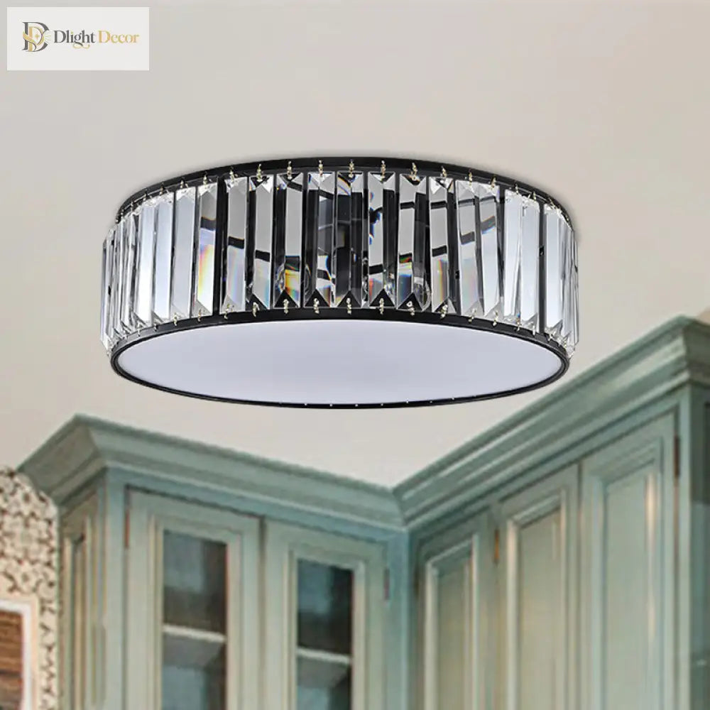 Elizabeth Crystal Drum Fixture - Modern Elegance For Bedrooms Ceiling Light