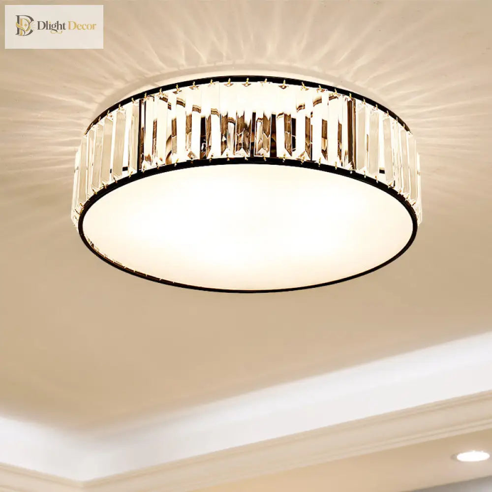 Elizabeth Crystal Drum Fixture - Modern Elegance For Bedrooms Ceiling Light