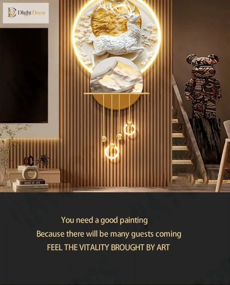 Dlight Decor Elk Mural LED Wall Light Pendant Wall Art