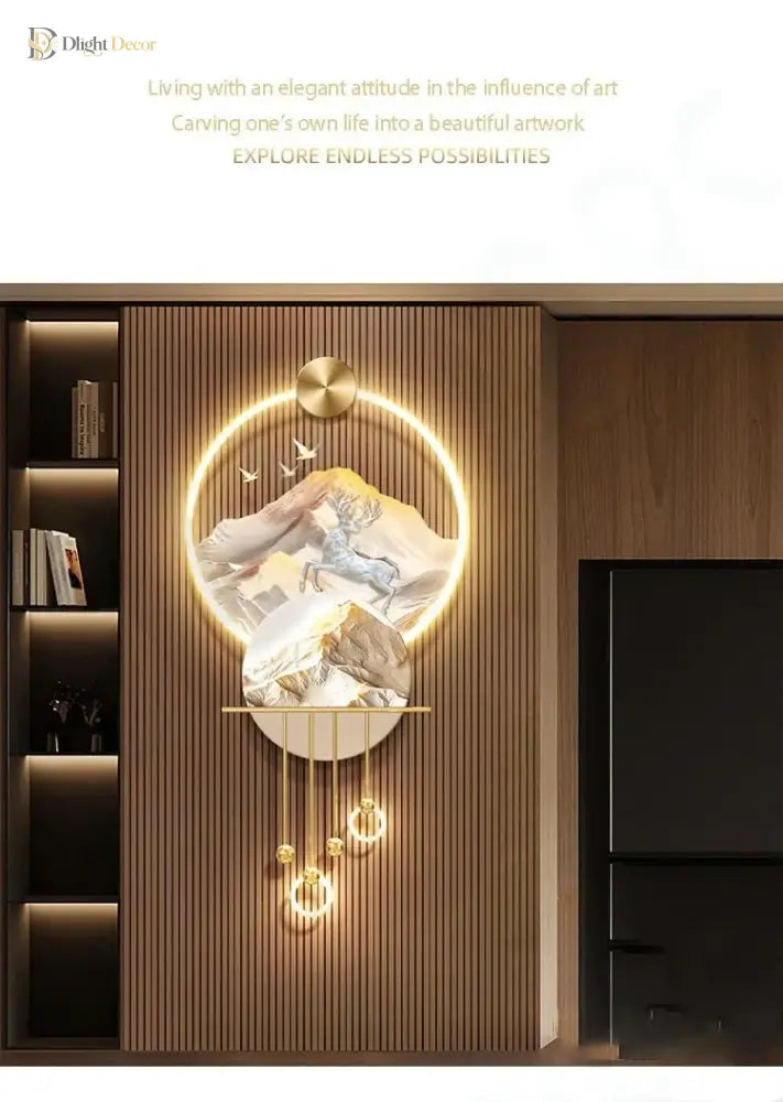 Dlight Decor Elk Mural LED Wall Light Pendant Wall Art