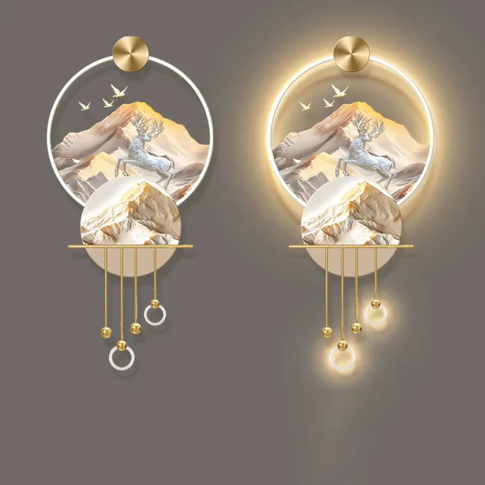 Dlight Decor Elk Mural LED Wall Light Pendant B / Dimmable warm light / 80X160CM Wall Art