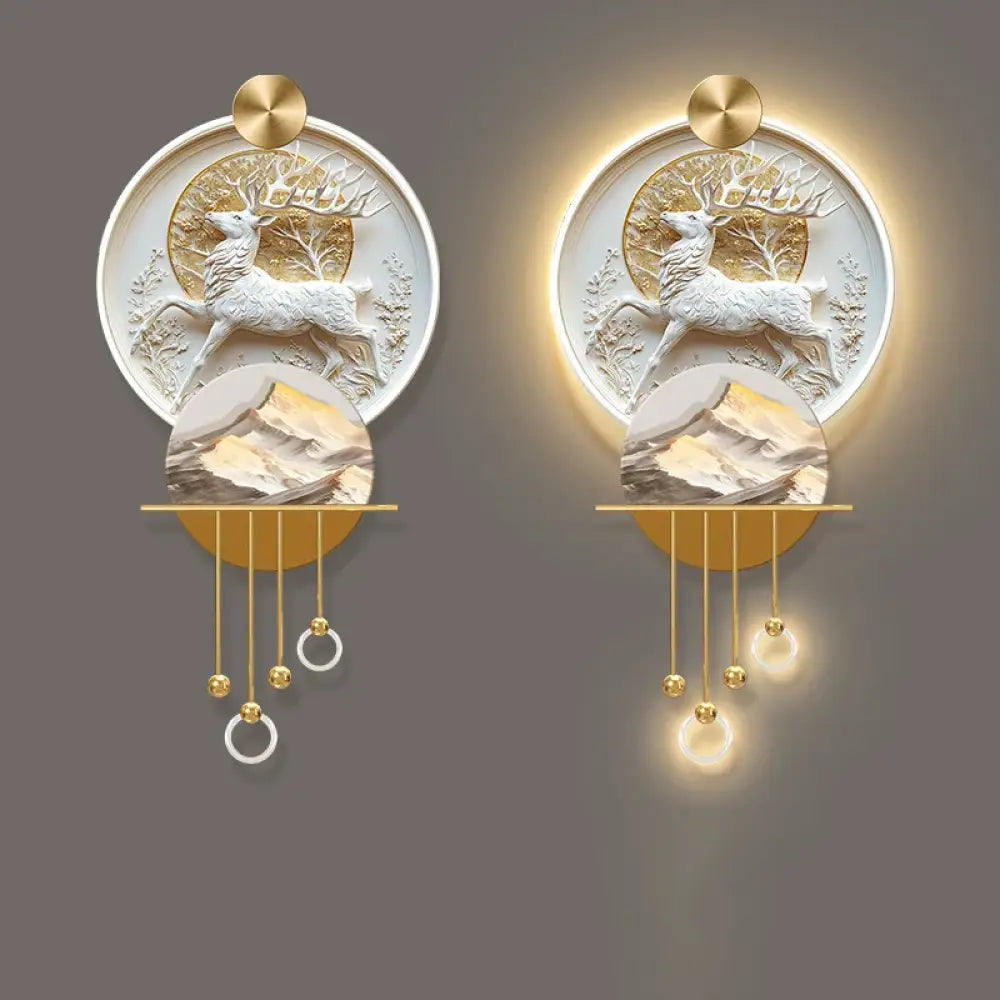 Dlight Decor Elk Mural LED Wall Light Pendant D / Dimmable warm light / 80X160CM Wall Art