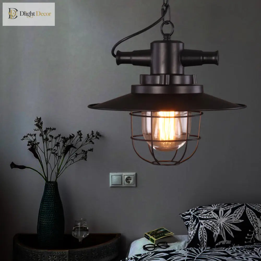 Embolden Your Space With Industrial Elegance: The Black Iron Ceiling Pendant Clear Glass Shade