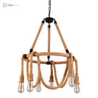 Embrace Exposed Bulb Elegance: The Antiqued Beige Hemp Rope Chandelier Pendant Lighting