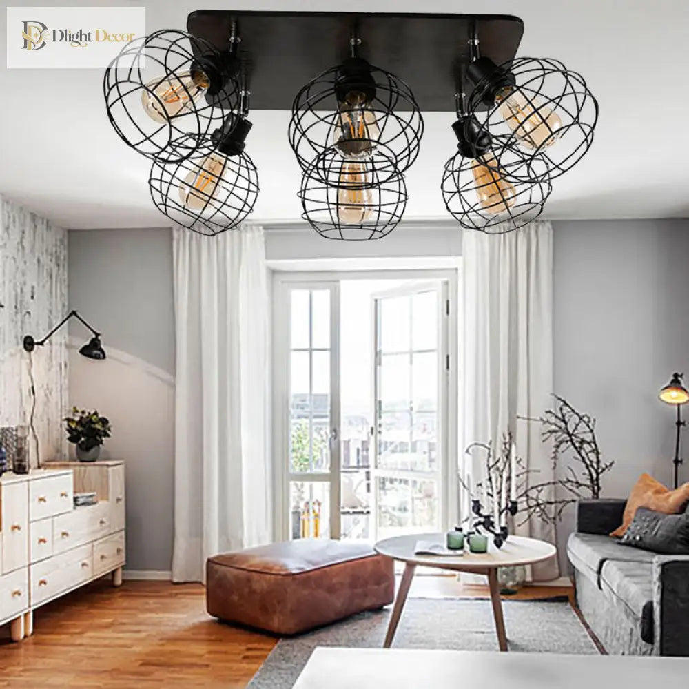Embrace Industrial Charm And Ample Illumination: The Global Cage Semi - Flush Ceiling Light Fixtures