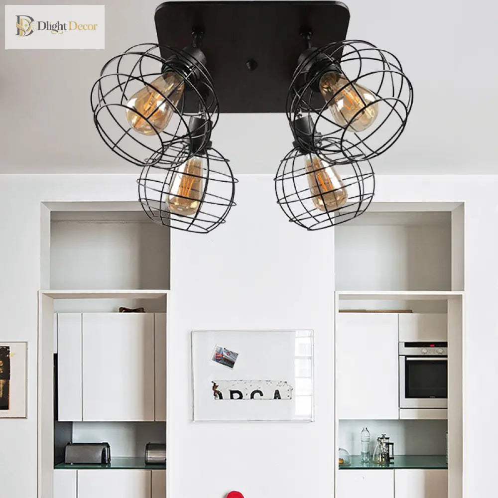 Embrace Industrial Charm And Ample Illumination: The Global Cage Semi - Flush Ceiling Light Fixtures
